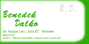 benedek dalko business card